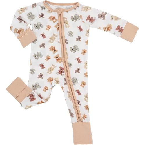 LollyBanks Baby Pajamas, 2-Way Zipper Romper, 95% Viscose Made from Bamboo and 5% Spandex, Baby Sleepers