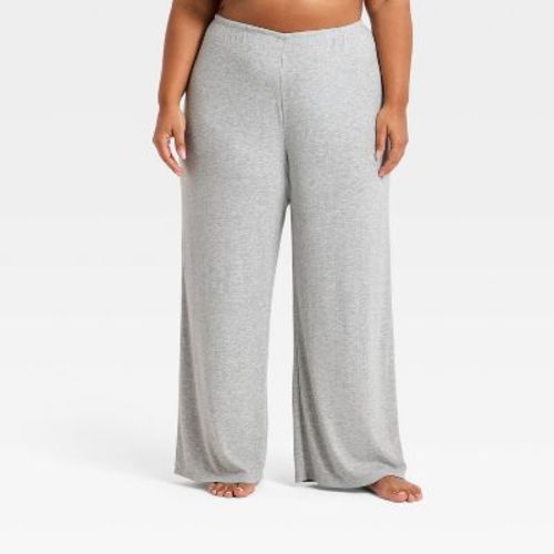Women's Ribbed Cooling Jersey Pajama Pants - Auden™ Heather Gray M Tall