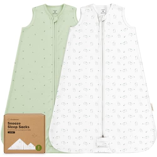2-Pack Baby Sleep Sacks, Zipper Wearable Blanket,100% Cotton (Bunnies, M) | Soft 100% Organic Cotton 0.5TOG, Lightweight Toddler Sleeping Sack 6-12 months, Easy to Wear Newborn Transition Swaddles Sack
