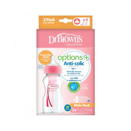 Wide neck options+ bottles 270 ml 2 packs, pink