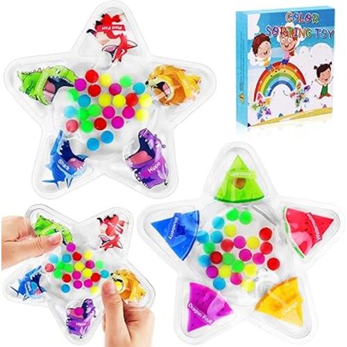 2PCS Color Sorting Sensory Toys for Toddlers, Color Matching Fidget Toys for Calming, Preschool Learning Montessori Toy Travel Fine Motor Skills Game for Kids Boys Girls Ages 3-5