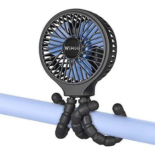 5200mAh Stroller Fan Clip On for Baby Portable Fan Battery Operated Fan Rechargeable Car Seat Fan Mini Small USB Personal Fan for Stroller Accessories Travel Office Outdoor Household(Black)