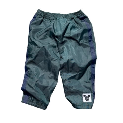 Vintage Disney Mickey Mouse Kids 24M Nylon Green and Navy Basketball Track Pant