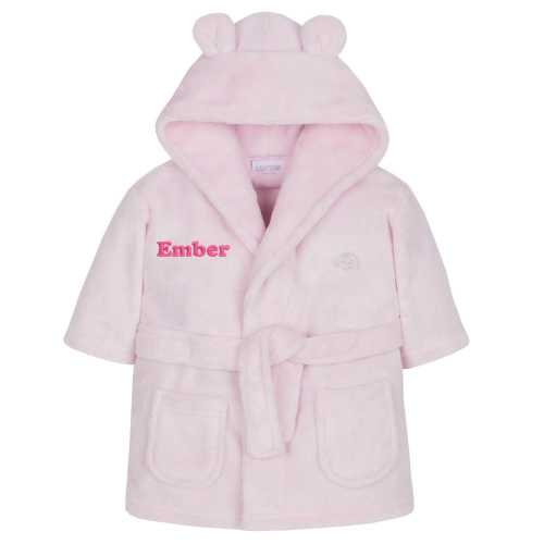 Personalised Baby Dressing Gown – Embroidered Babies Bathrobe, Hooded Newborn & Toddler Bath Robe, Baby Shower Gift, Boys and Girls Keepsake