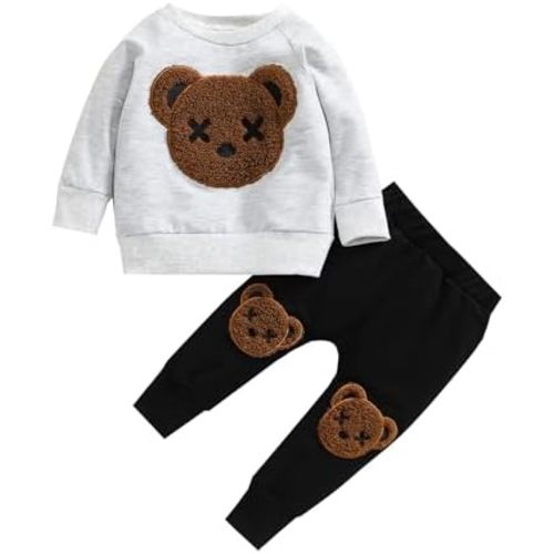 WZTYYDS Toddler Boy Clothes 2T 3T 4T 5T Fall Outfits Baby Pullover & Pants Sets Kids Winter 2Pcs Sweatsuit