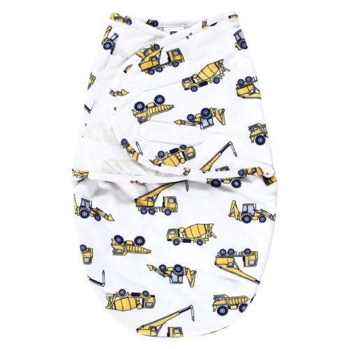 Hudson Baby Infant Boy Plush Faux Fur Swaddle Wrap, Construction, 0-3 Months