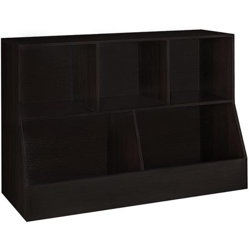 DINZI LVJ Toy Storage Organizer, Kids Cubby Cabinet with Bookshelf, 5-Cube
