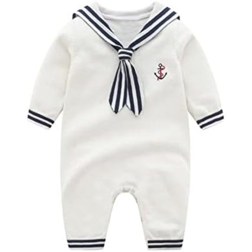 Mud Kingdom Boutique Baby Boy Nautical Sweater Romper Stripe