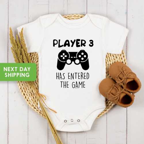 Player 3 Has Entered The Game Onesie® Funny Pregnancy Reveal, Baby Announcement, Gamer Baby Bodysuit, Funny Baby Onesie® Cute Baby Bodysuit