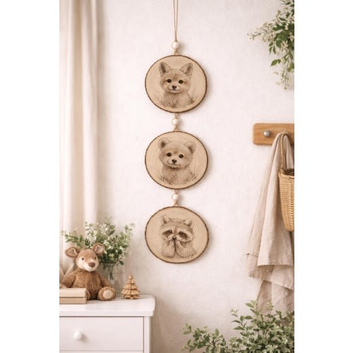 Woodland Nursery Wall Art | Fox, Bear, Raccoon Rustic Cabin Decor