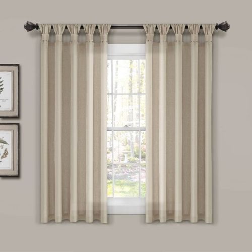 Burlap Knotted Tab Top Light Filtering Window Curtain Panels - Lush Décor