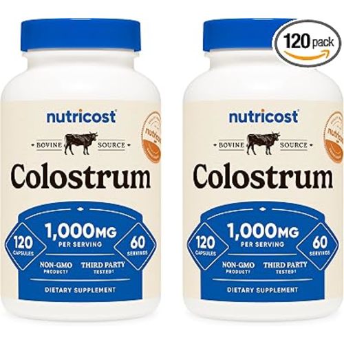 Nutricost Colostrum 500mg, 120 Caps (2 Bottles)
