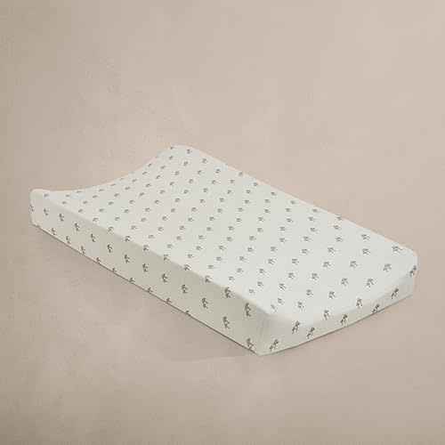 Oilo Changing Pad Cover, Breathable Organic Cotton Fitted Jersey, 300 Thread Count, Machine Wash, Fits Standard Changing Pads (32" x 16"), Heirloom Organic Collection, Mushroom