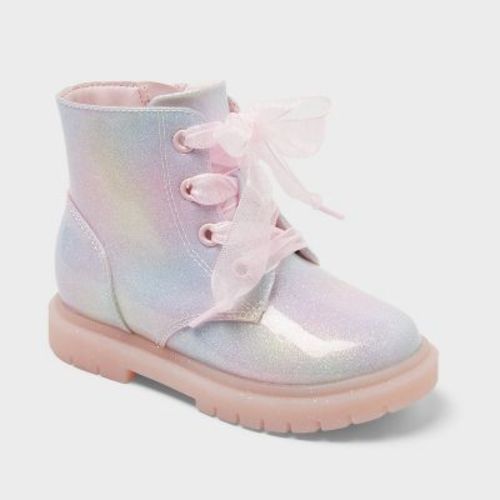Toddler Girls' Geneva Ankle Boots - Cat & Jack™ Light Pink/Blue/Yellow 7T