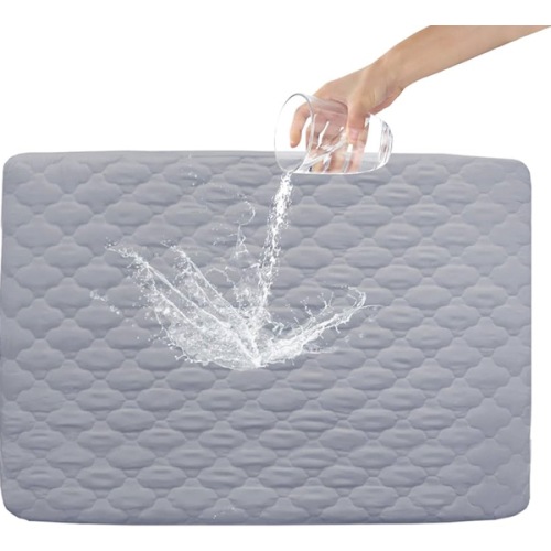 Pack and Play Sheets Mattress Pad Protector Fitted Waterproof Playard Mattress Cover, Compatible with Graco Pack n Play & Dream On Me & Pamo Babe, Playpen/Playard Sheet Quilted, Gray, 39" x 27"