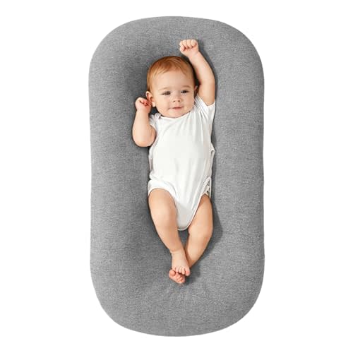 Infant Support Cushion - Baby Support Cushion with Cover for Newborn, Portable Tummy Time Mat for Home and Travel, Soft Breathable, Supervised Use, Baby Essentials (Grey)
