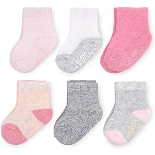 Fruit of the Loom All Weather Baby & Toddler Socks - Cotton Crew Socks with Grips for Boys, Girls and Unisex