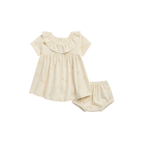 Kids' Ruffle Collar Organic Cotton Dress & Bloomers Set