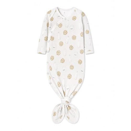 Copper Pearl Baby Gown - Knotted Newborn Sleepers for Baby Boy and Girl, Soft Stretchy Long Sleeve Infant Gowns with Bottom Tie and Hand Mittens, Perfect Hospital Coming Home Outfit (Chip)