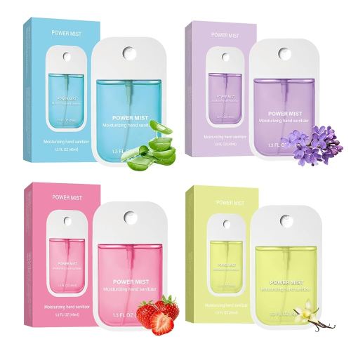 Power Mist Hydrating Hand Sanitizer Spray, Portable Travel-Size Hand Sanitizer Spray, 500-Sprays Each,Suitable for Both Adults and Children (4PCS)