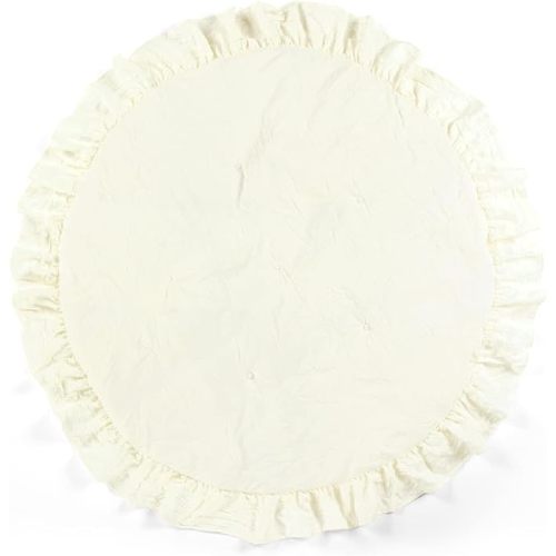 Lush Decor Baby Round Ruffle Play Mat 36" Diameter Neutral - Tummy Time Mat - Beige Playmat - Baby Play Mats for Floor - Nursery Decor