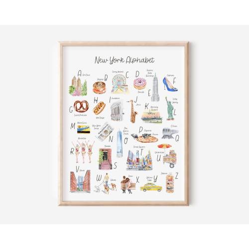 NYC Alphabet Print, NYC Baby Gift, New York Nursery Art, New York Alphabet, New Yorker Gift, New York Classroom Art, New York Teacher Gift