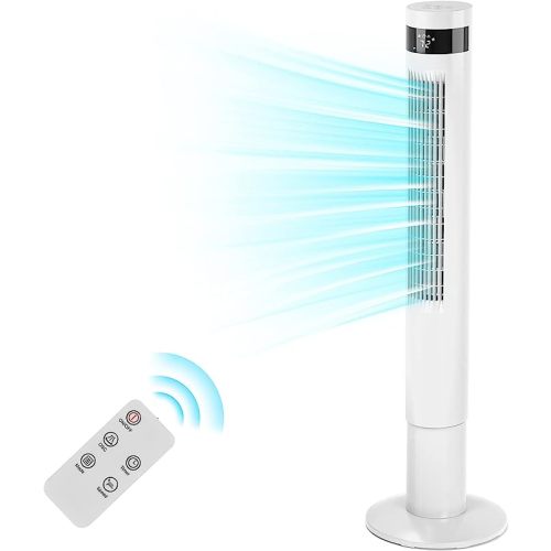 Antarctic Star Tower Fan Portable Electric Oscillating Fan Quiet Cooling Remote Control Standing Bladeless Floor Fans 3 Speeds Wind Modes Timer Bedroom Office (43 inch, White)