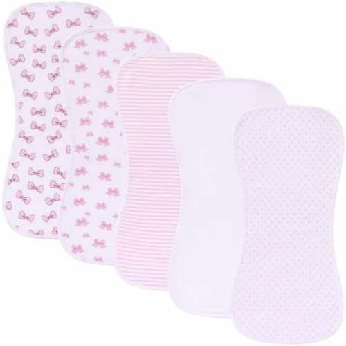 Ultra-Soft Cotton Burping Clothes - Large, Absorbent, Waterproof Baby Burp Cloths in Cute Unisex Designs 5 Pack (pink01)