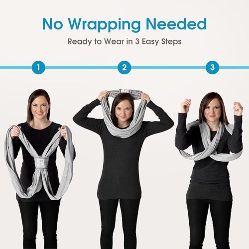 Original Baby K'tan Baby Carrier: #1 Easy Pre-Wrapped, Soft, Slip-On, No Rings, No Buckles | 5 in 1 Baby Sling for Hands-Free Comfort | Heather Grey | Small