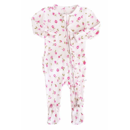 Penny's Posies Bamboo Waffle Ruffle Zipper Footie