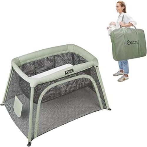 Babymoov Moov & Comfy 3-in-1 Lightweight Travel Crib, Baby Play Yard, and Infant Bassinet (Certified for Overnight Sleep in The U.S & Canada)