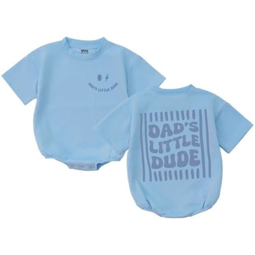 Newborn Baby Boys Summer Clothes Dad's Little Dude Romper Bodysuit Daddys Boy Outfit First Fathers Day Gift