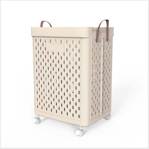 SEESPRING 10 Gallon Laundry Basket with Wheels Foldable Rolling Slim Laundry Basket,Plastic Dirty Clothes Laundry Hamper