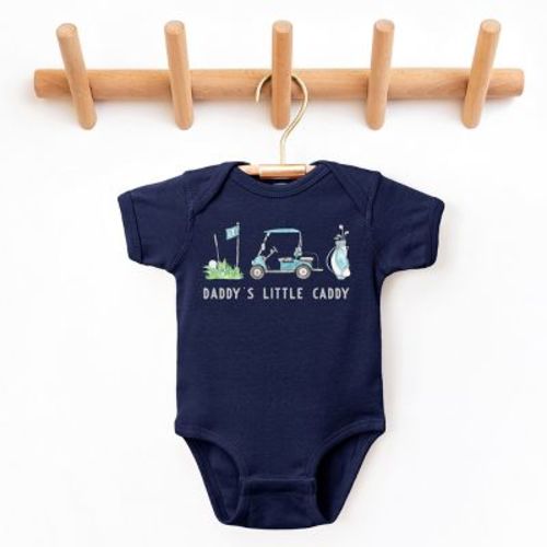 The Juniper Shop Golf Daddy's Little Caddy Baby Short Sleeve Bodysuit - 12M - Navy
