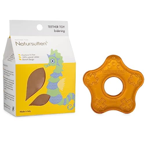 Natursutten Starfish Teether - Baby Teething Toys - Eco-Friendly Natural Rubber, PVC & 100% BPA-Free - Danish Design Baby Toys - Made in Italy Yellow