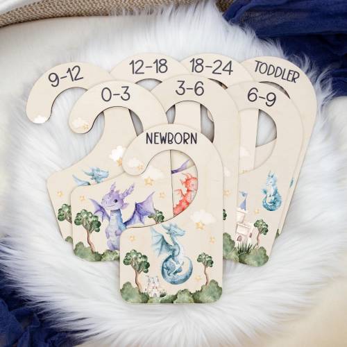 Dragon Clothing Dividers, Dragon Baby Clothing Divider, Wood Wardrobe Divider, Nursery Closet Divider, Dragon Nursery Theme B81