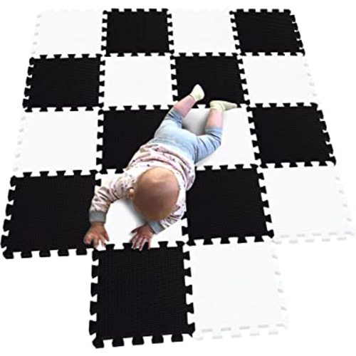MQIAOHAM® 18 Pieces Puzzle Play Mats, Soft Baby Play Mat, Kids Interlocking Foam Floor Tiles, Toddlers Carpet Playmats G301018-101104