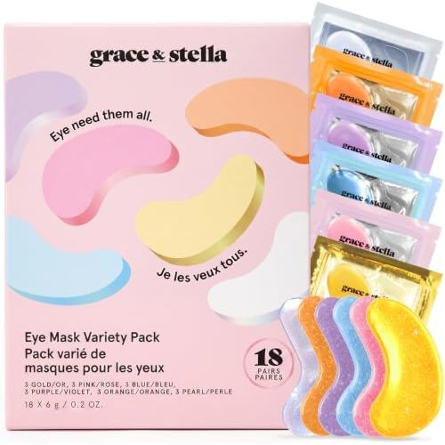 grace & stella Under Eye Patches Variety Pack - With 6 Colors (18 Pairs)