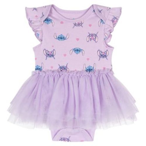 Disney Lilo & Stitch Infant Baby Girls Bodysuit Dress Purple Angel 12 Months