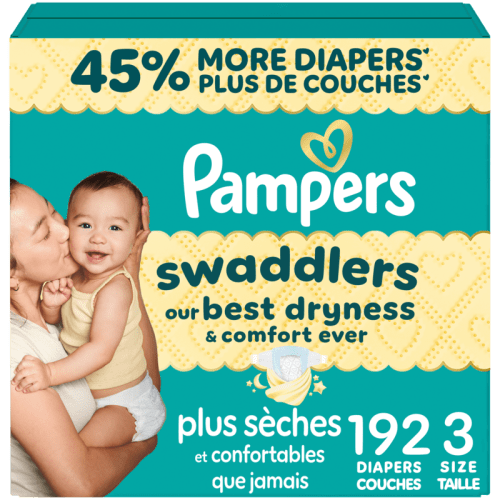Swaddlers Diapers, Size 3 (13-26 lbs), 192 Count, Absorbent, Keeps Baby Dry and Comfortable, Skin Safe Disposable Baby Diaper