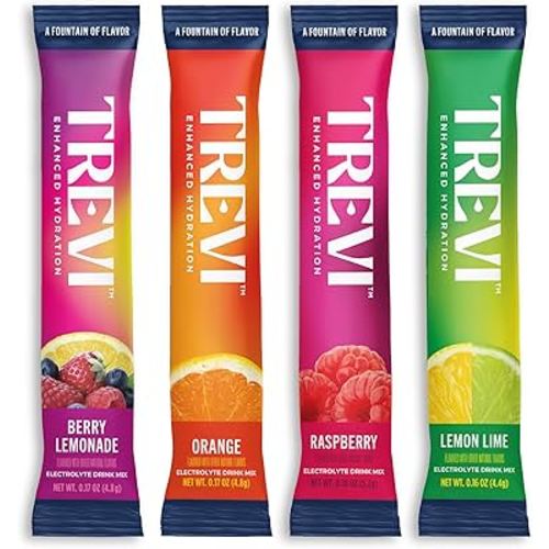 TREVI™ Sugar Free Electrolytes - Drink Mix Hydration Powder Packets - 28 Count - Original Variety Pack - Berry Lemoande, Lemon Lime, Raspberry, Orange