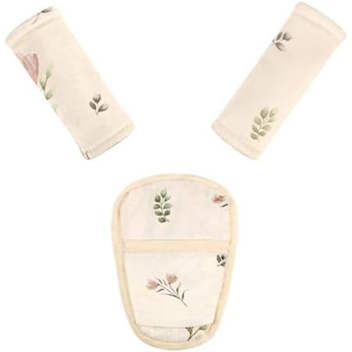 Baby Car Seat Strap Covers, 3 Piece Soft Car Seat Strap Shoulder Pads for Baby Girls Boys, Double-Sided Use carseat Straps Covers for Stroller, Car Seats, Pushchair, Floral
