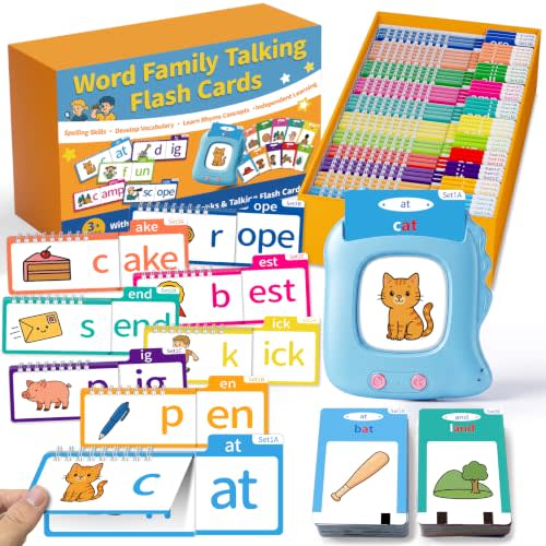 Phonics Flip Book & Talking Flash Cards, Word Family Build Book Set | 40 Read & Rhyme Flip Books, 144 Talking Flash Cards, Learn to Read for Kids Ages 3-8, Phonics Word Cards for Kindergarten