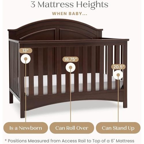 Delta Children Perry 6-in-1 Convertible Crib - Greenguard Gold Certified, Walnut Espresso