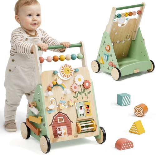 Baby Walker, Wooden Baby Push Walker with Activity Center, Push Walker – Lehoo Castle