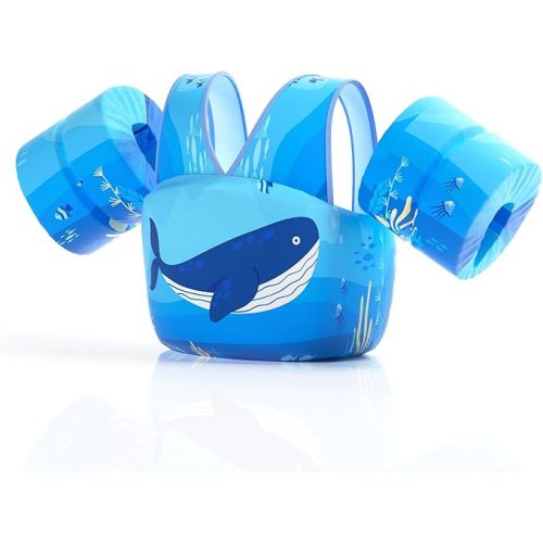 REALIKE Kids Swim Vest for Toddler Floaties Swimming Aids with Shoulder Harness Arm Wings for Children/Infant/Baby,Sea Beach/Pool/Lake, Suitable for 28-70lbs Boys/Girls