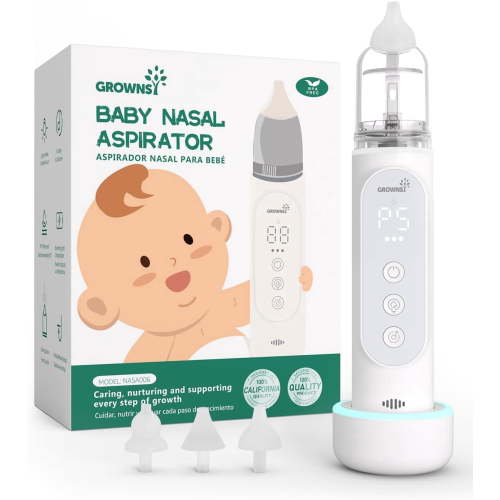 Grownsy Nasal Aspirator for Baby, Upgraded 5 Suction Levels Baby Nose Sucker, IPX7 Waterproof Electric Nose Suction for Baby, Booger Sucker for Toddlers with Automatic Cleaning &Music &Light Function