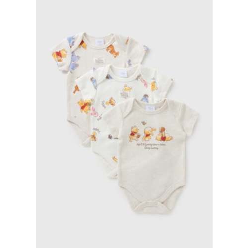 3 Pack Cream Winnie The Pooh Bodysuits (Newborn-18mths)