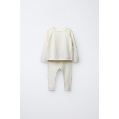 SILK COTTON SWEATER AND PANTS SET - Ecru | ZARA United States