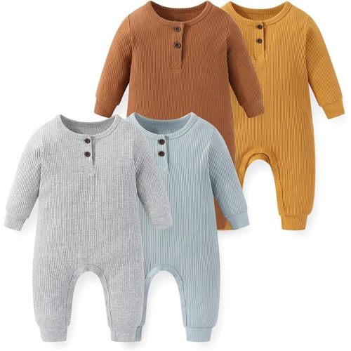 Unisex Long Sleeve 4-Pack Baby Romper infant Boy Girl Jumpsuits 0-24Months New Born Outfits